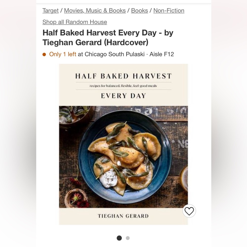 Cookbook Half Baked Harvest Every Day - by Tieghan Gerard (Hardcover) EUC